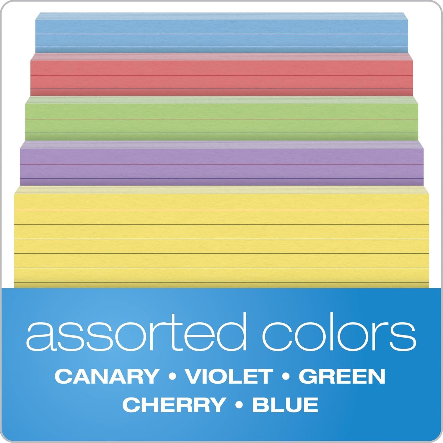 imageOxford Index Cards Assorted Colors 5quot x 8quot Ruled 100Pack 35810100Pack