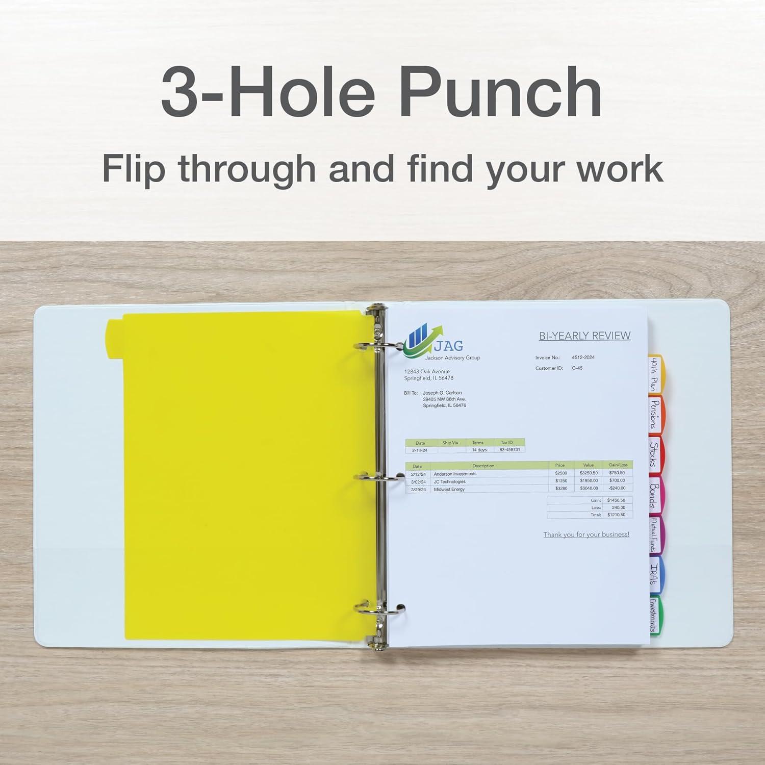 imageOxford Plastic Binder Dividers for 3 Ring Binder Durable Plastic Binder Divider 8 Tab Multicolor Tabs 3 Hole Punched Letter Size 6 Sets 896018 Tab Rainbow