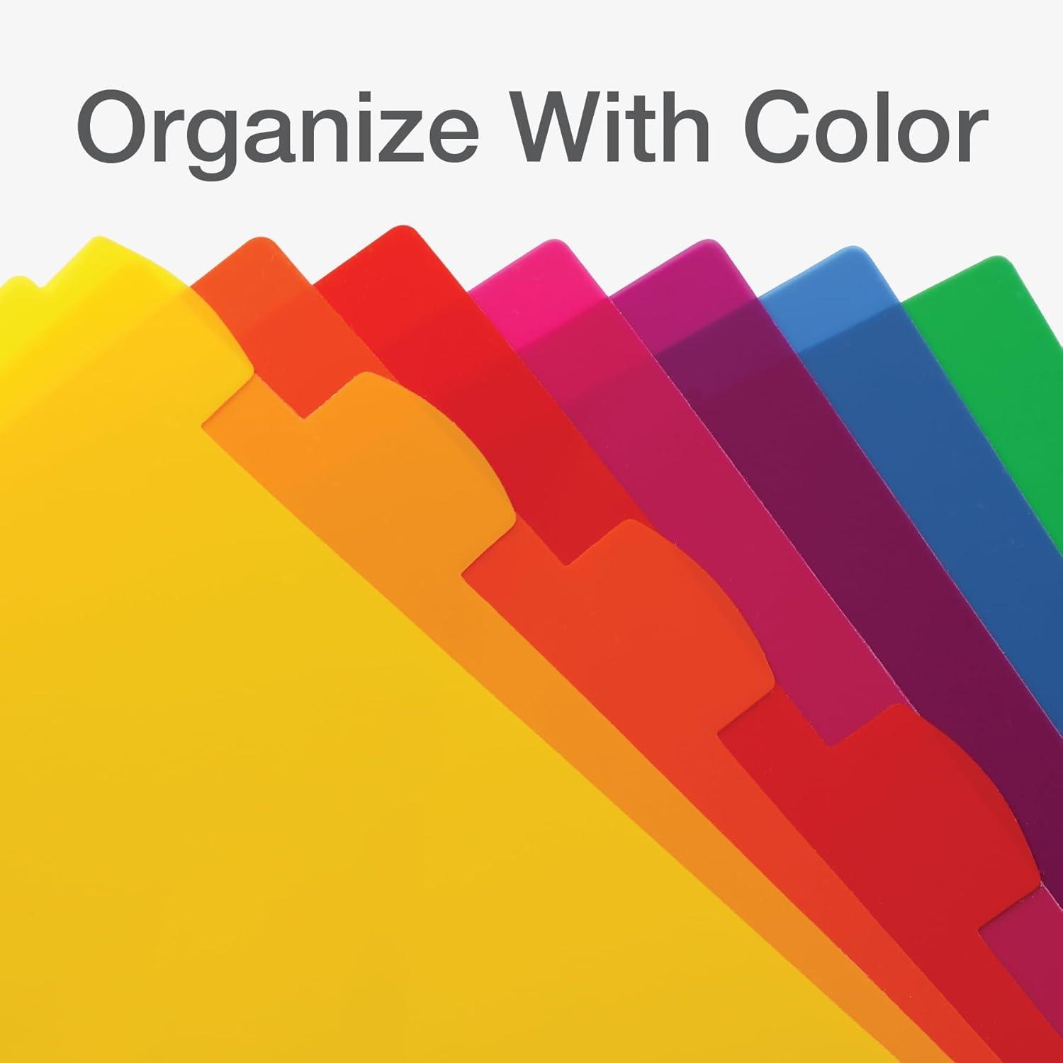 imageOxford Plastic Binder Dividers for 3 Ring Binder Durable Plastic Binder Divider 8 Tab Multicolor Tabs 3 Hole Punched Letter Size 6 Sets 896018 Tab Rainbow