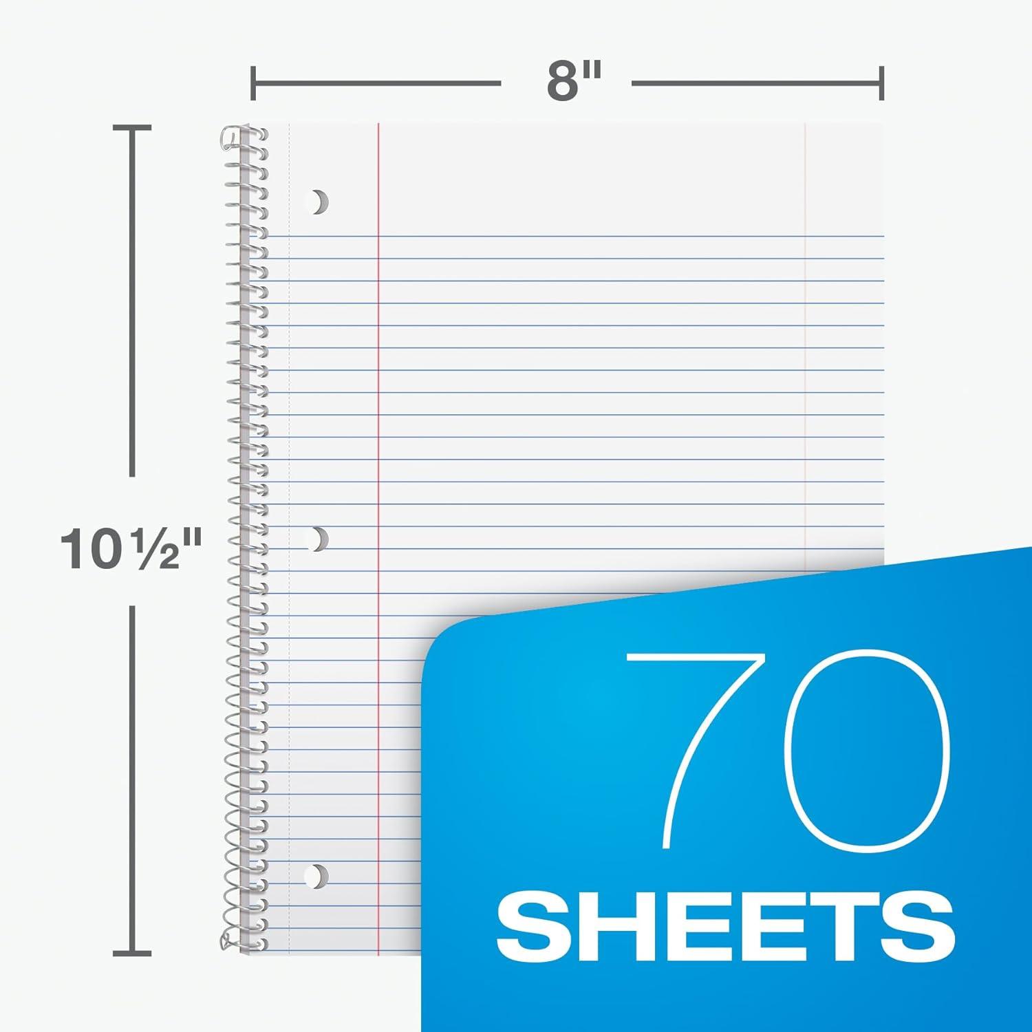 imageOxford Spiral Notebook 18 Pack Bulk College Ruled Spiral Notebooks for School 1 Subject College Ruled Paper 8 x 1012 Inches 3Hole Punch Assorted Colors 70 Sheets 65206