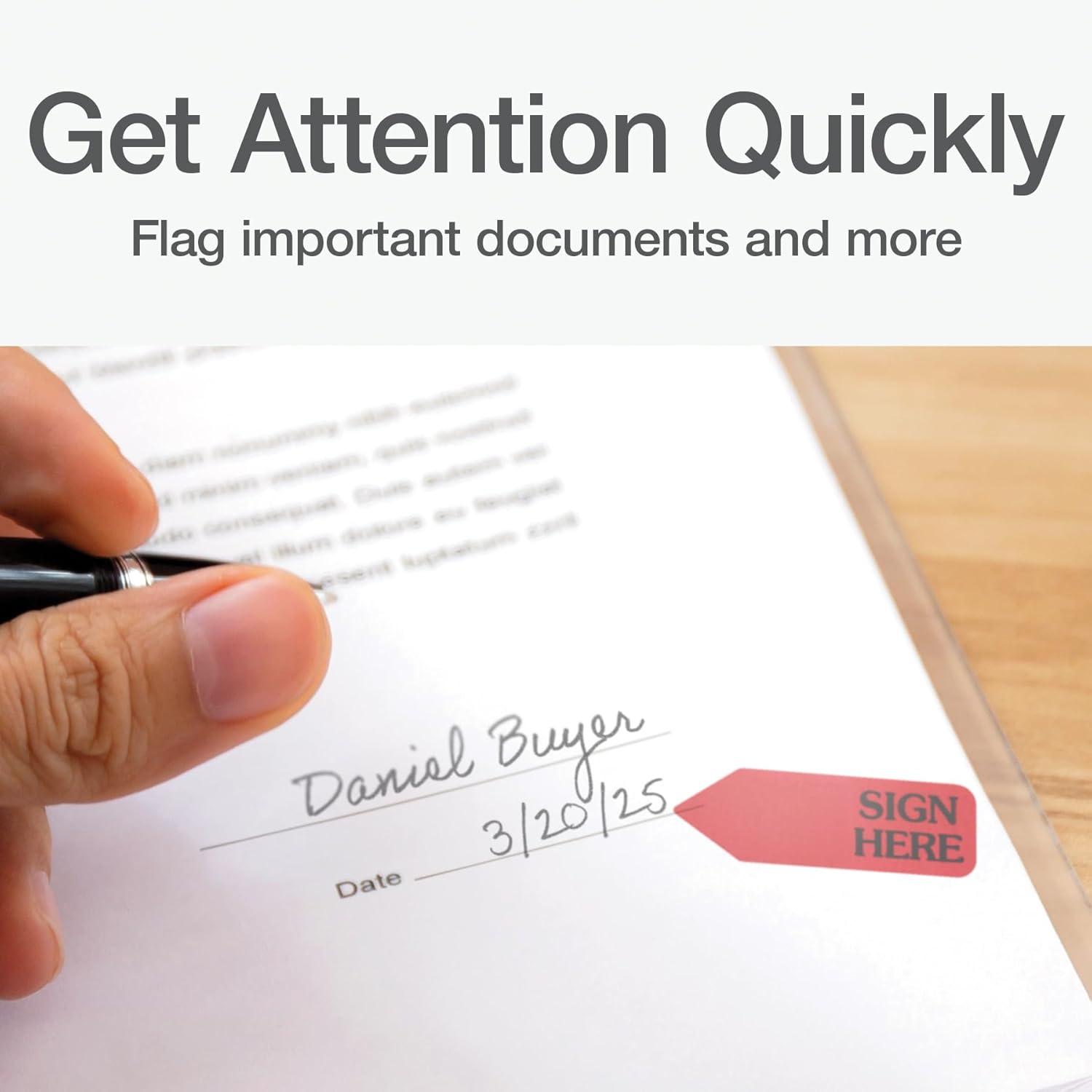 imageRediTag quotSign Herequot Adhesive Flags for Dispenser Ideal for Office School and Home Organization Refills for Dispenser 175quot x 06quot Red 120 per Box 6 Rolls 720 Flags B910026 Pack Refill Rolls