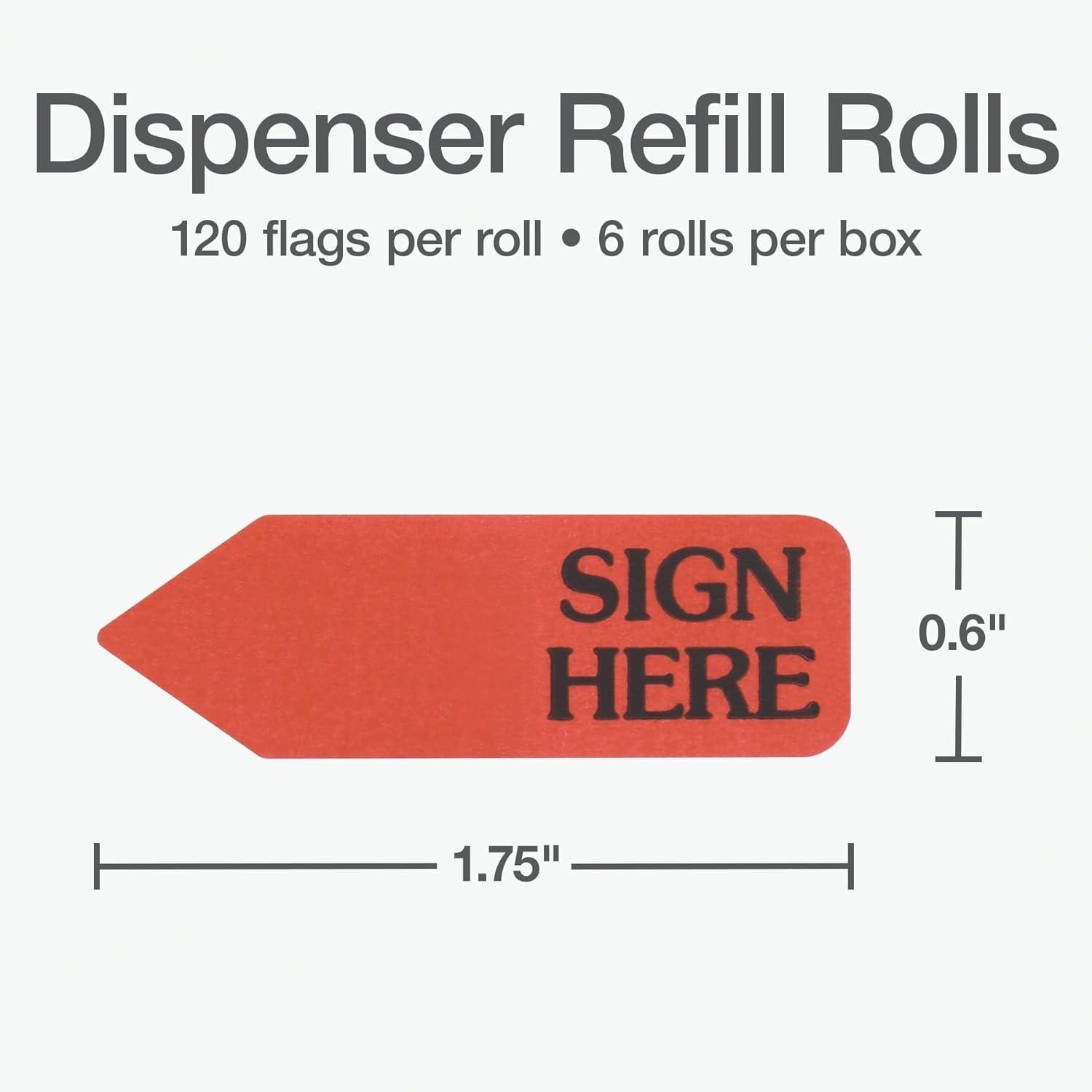 imageRediTag quotSign Herequot Adhesive Flags for Dispenser Ideal for Office School and Home Organization Refills for Dispenser 175quot x 06quot Red 120 per Box 6 Rolls 720 Flags B910026 Pack Refill Rolls