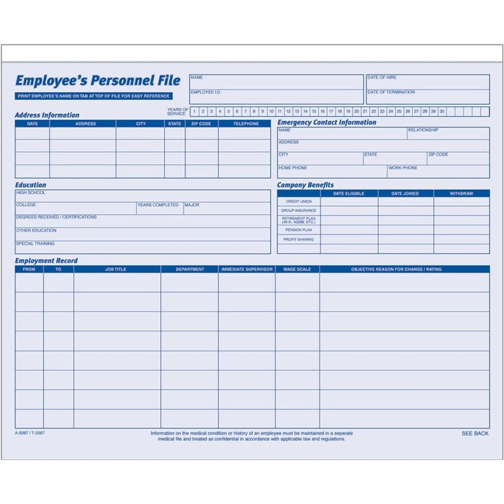 imageAdams Employees Personnel File Folder Heavy Card Stock 1134 x 912 Inches Pack of 20 Folders 9287ABF BlueWhite1 PACK
