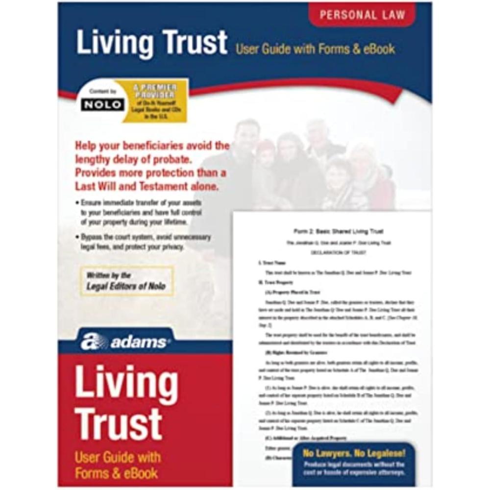 imageAdams Living Trust Kit Paper Forms and Instructions Plus Downloadable Content Details on Packaging K305