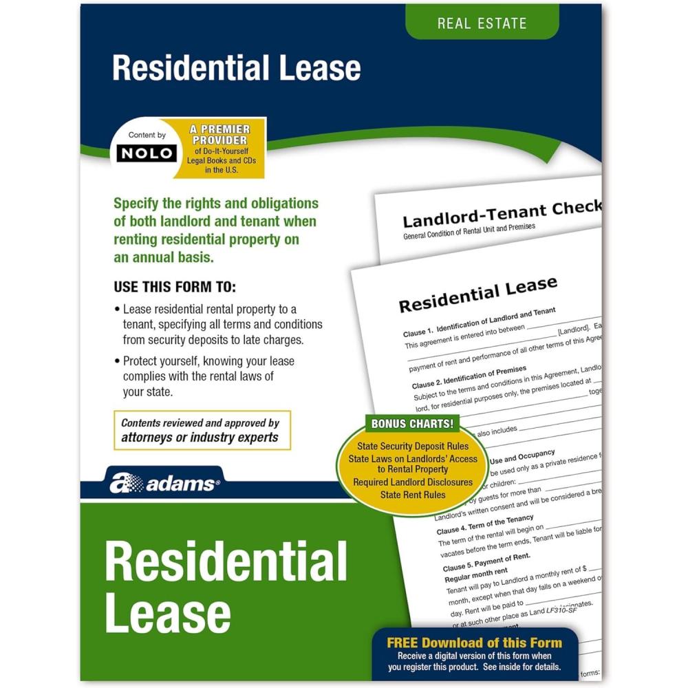 imageAdams Residential Lease Forms and Instructions Print and Downloadable LF310