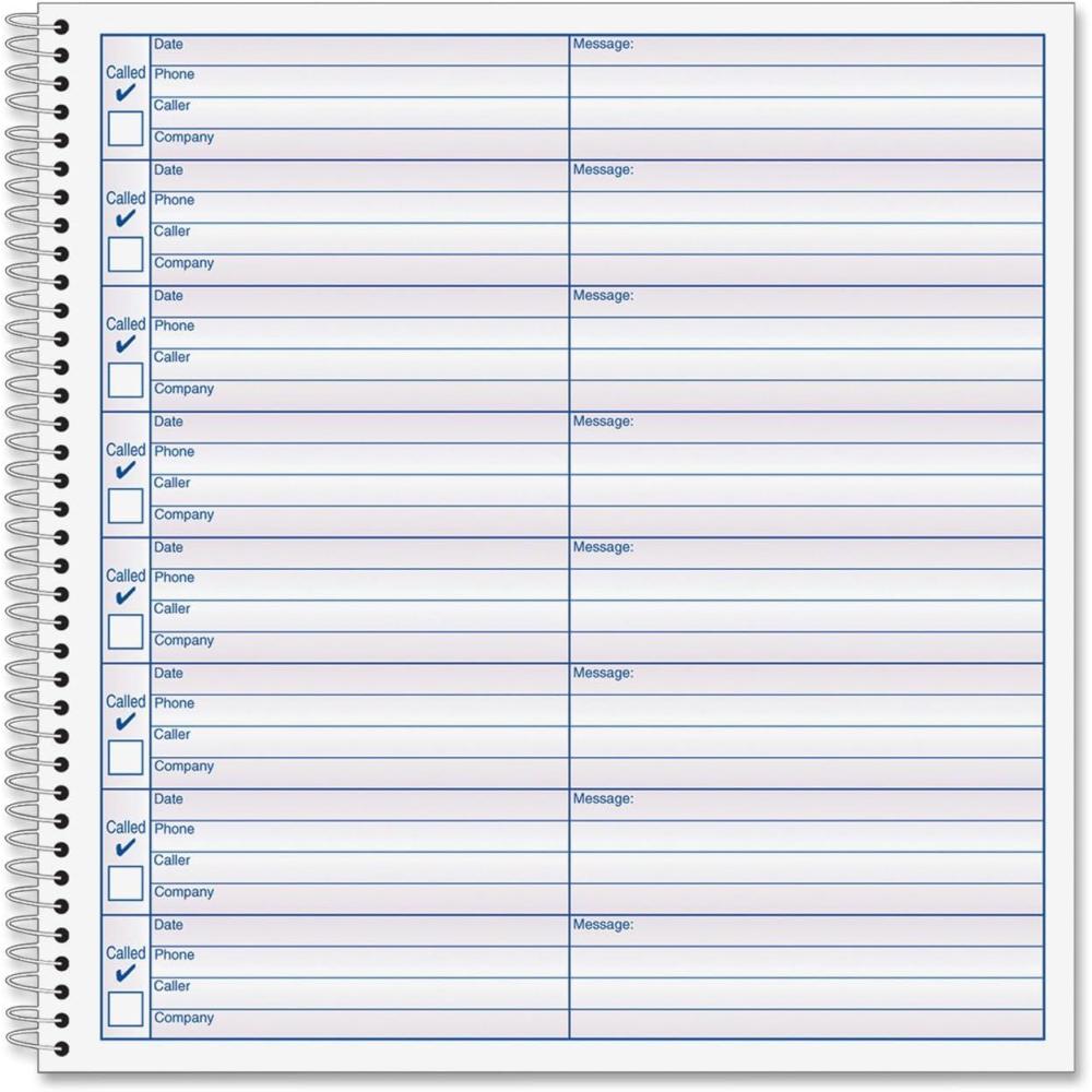 imageAdams Voice Mail Log 825 x 85 Inch Spiral Bound 60 Forms per Book 2Pack White S8714