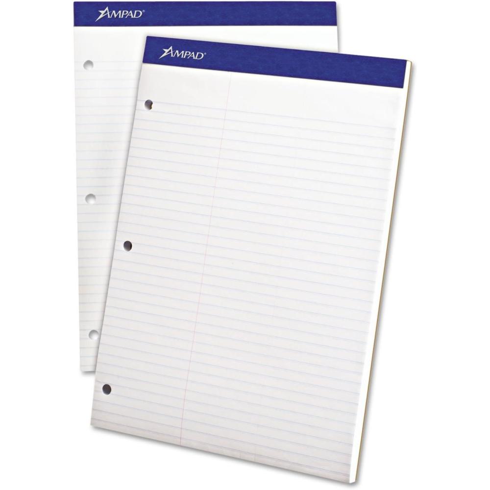 imageAmpad 20345 Double Sheets Pad Law Rule 8 12 x 11 34 White 100 Sheets