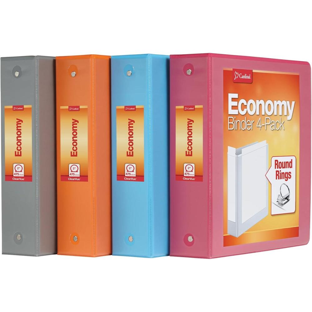 imageCardinal 3 Ring Binders Binders for School and Office Durable 2 Inch Round Rings Holds 475 Sheets ClearVue Presentation View NonStick Assorted Autumn Colors 4 Pack 10024812 Inch Binder