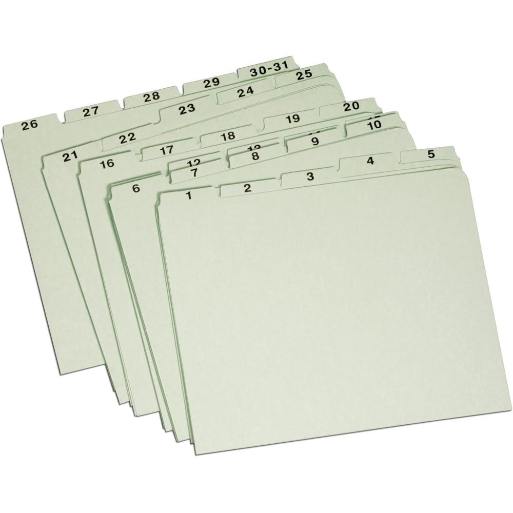 imageGlobeWeisPendaflex Pressboard File Guides Vertical Letter Size 131 Index Light Green 31PX91