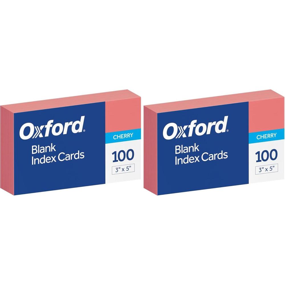 imageOxford Blank Color Index Cards 3quot x 5quot Cherry 100 Per Pack 7320 CHE100 Count Pack of 2