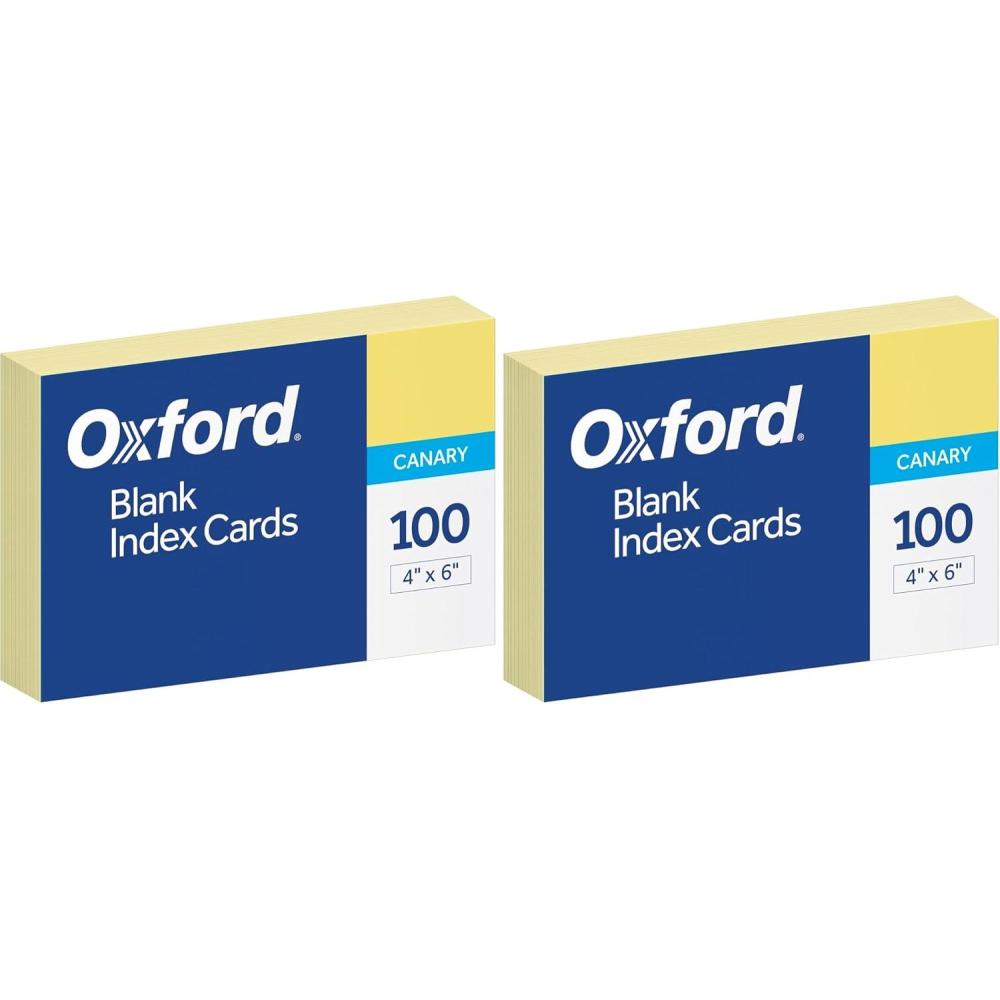 imageOxford Blank Color Index Cards 4quot x 6quot Canary 100 Per Pack 7420 CAN100 Count Pack of 2