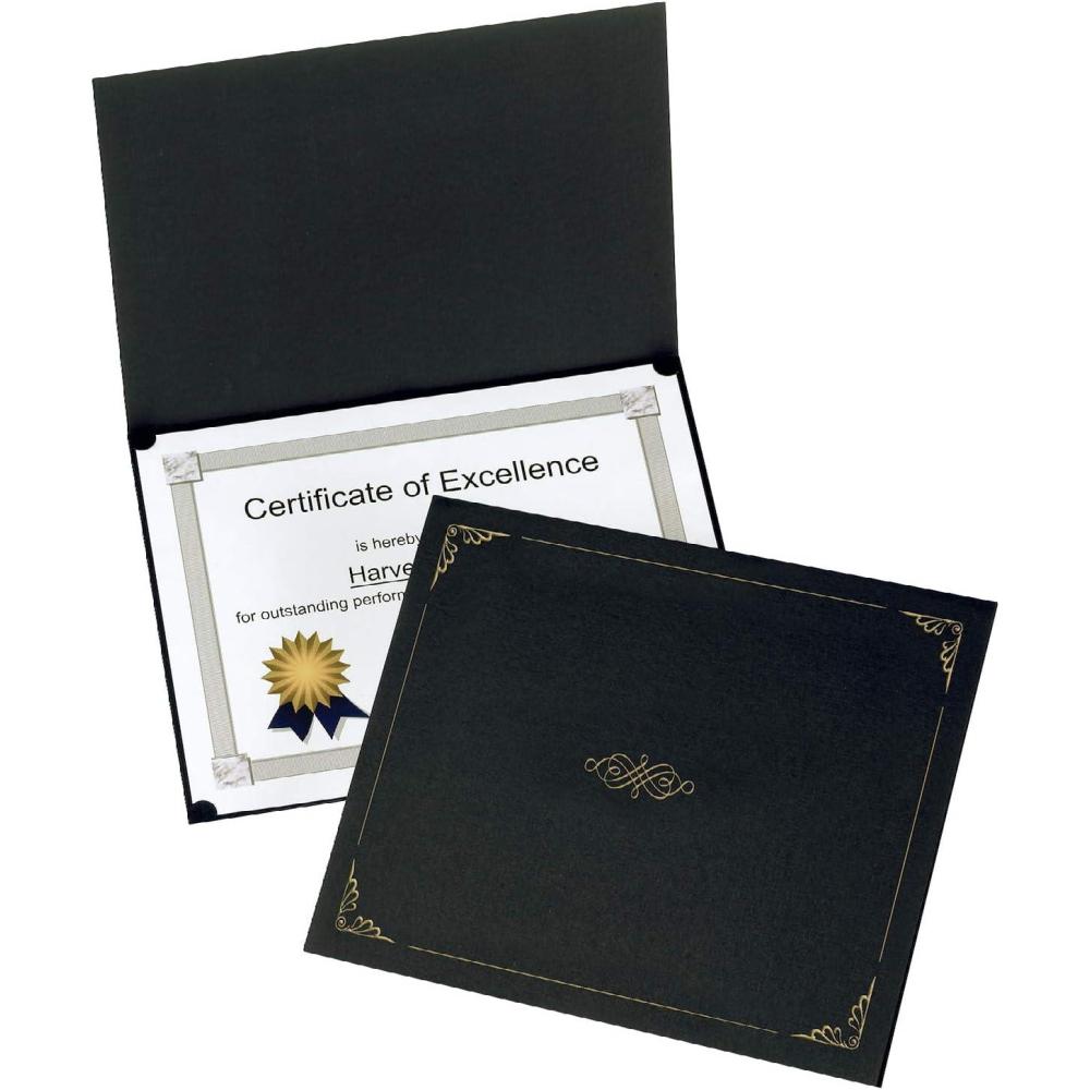 imageOxford Certificate Holders Diploma Covers for Letter Size 85x11 Certificates Cardstock Black Letter Size 25 Per Pack 299550Black