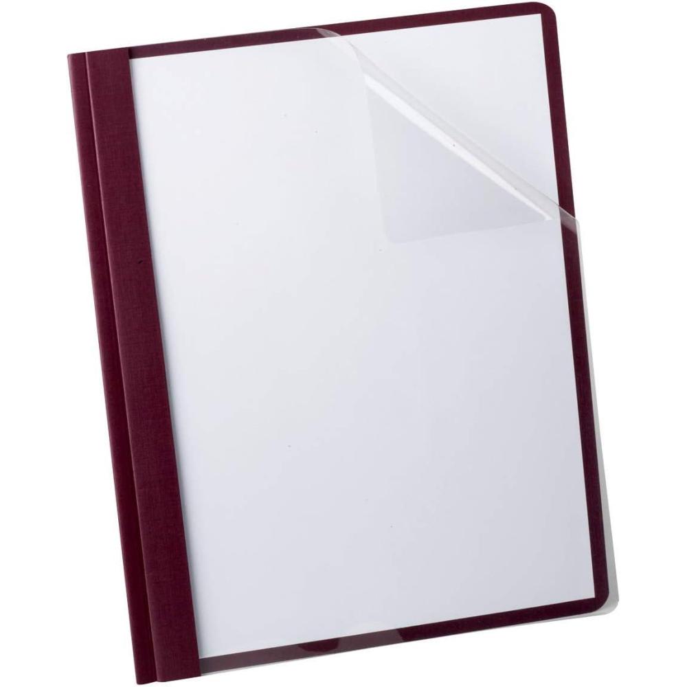 imageOxford Clear Front Report Cover 3 Prong 12 inch Capacity Burgundy Letter Size 25 per Box 53341