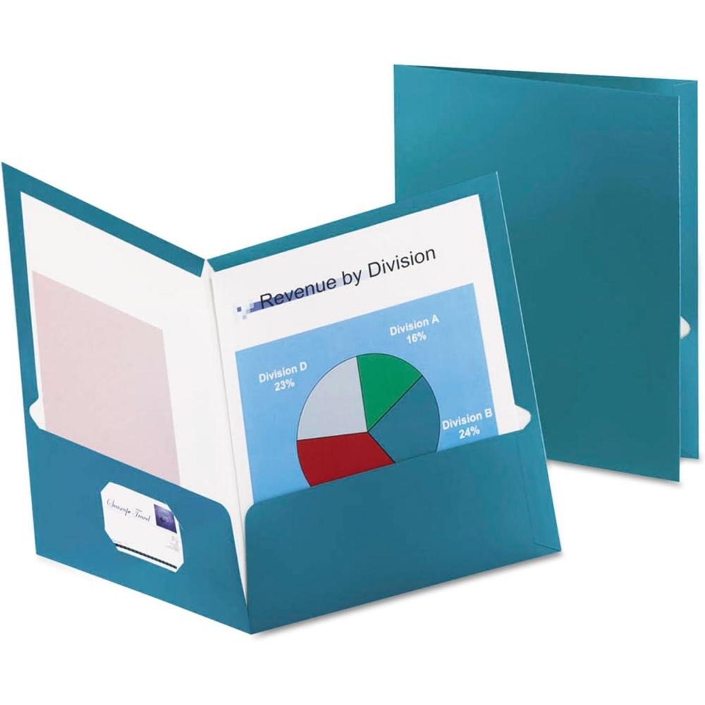 imageOxford Metallic TwoPocket Folders Teal Letter Size 25 per Box 5049561Teal