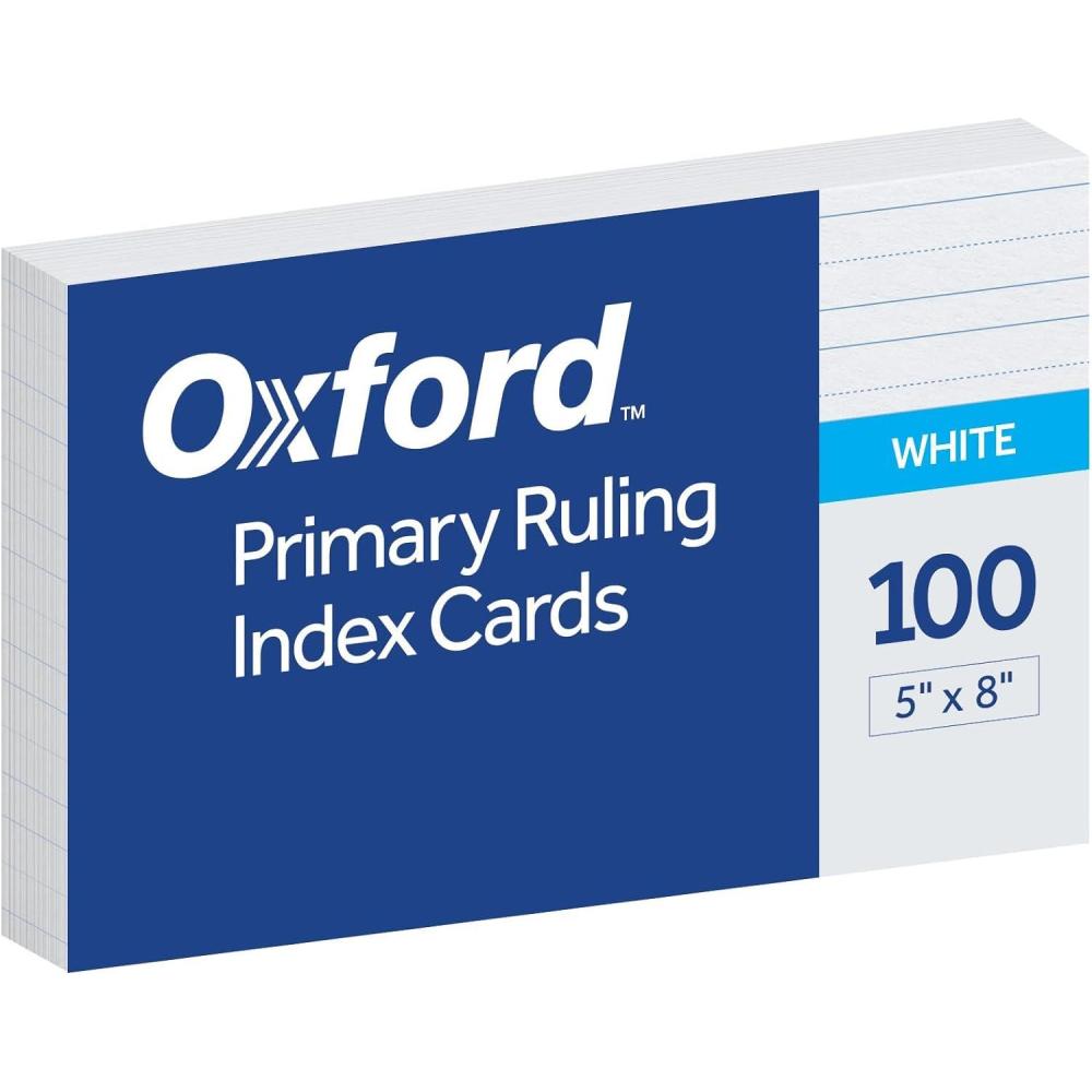 imageOxford Primary Ruled Index Cards 5 x 8 Inches White Lined on Front Blank on Back Kids Handwriting Practice Cards PreK K2 100 Count 460025 x 8 Inches