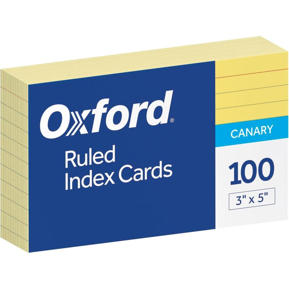 imageOxford Ruled Color Index Cards 3quot x 5quot Canary 100 Per Pack 7321 CAN100 Count Pack of 1