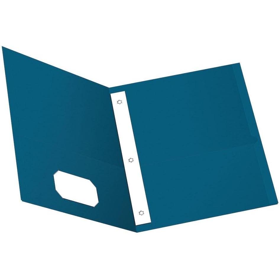 imageOxford TwoPocket Folders wFasteners Blue Letter Size 25 per box 57702Blue