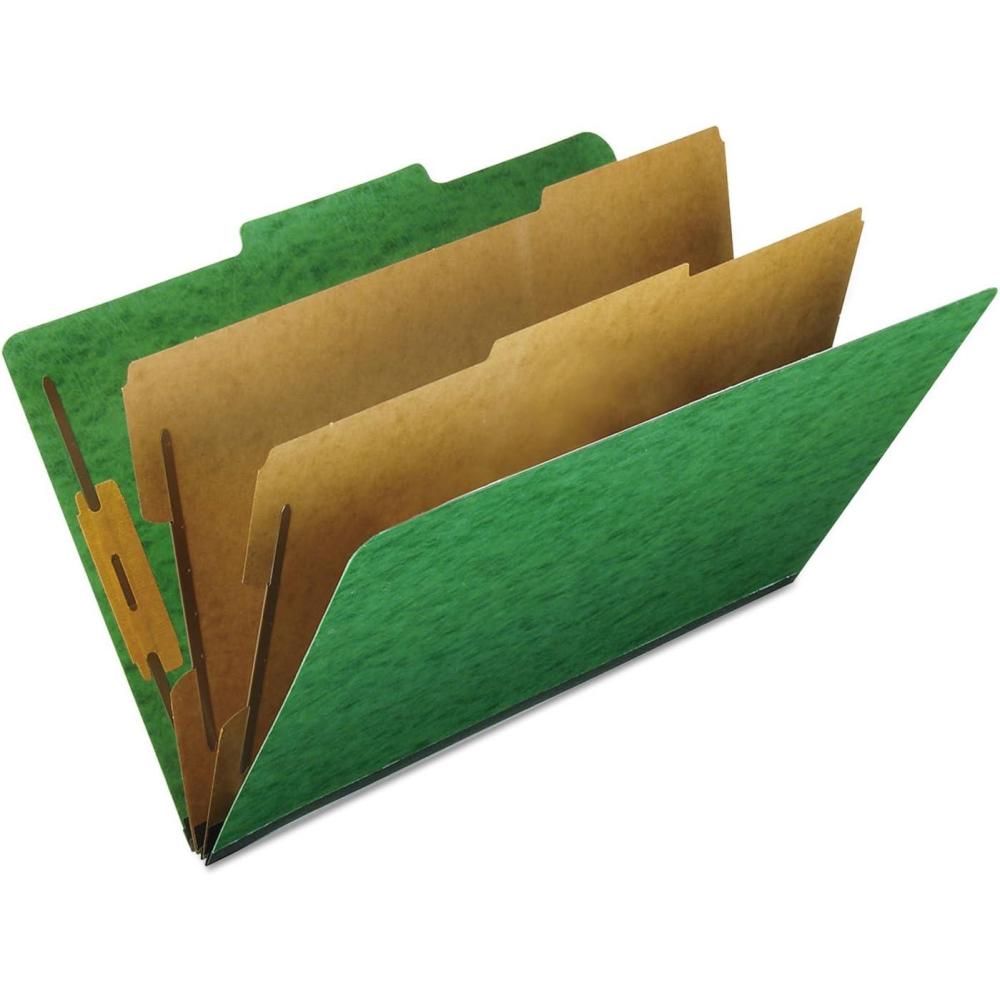 imagePendaflex Classification Folders Standard 2 Dividers Embedded Fasteners 25 Cut Tab Dark Green Legal 10BX 29033Apple Green