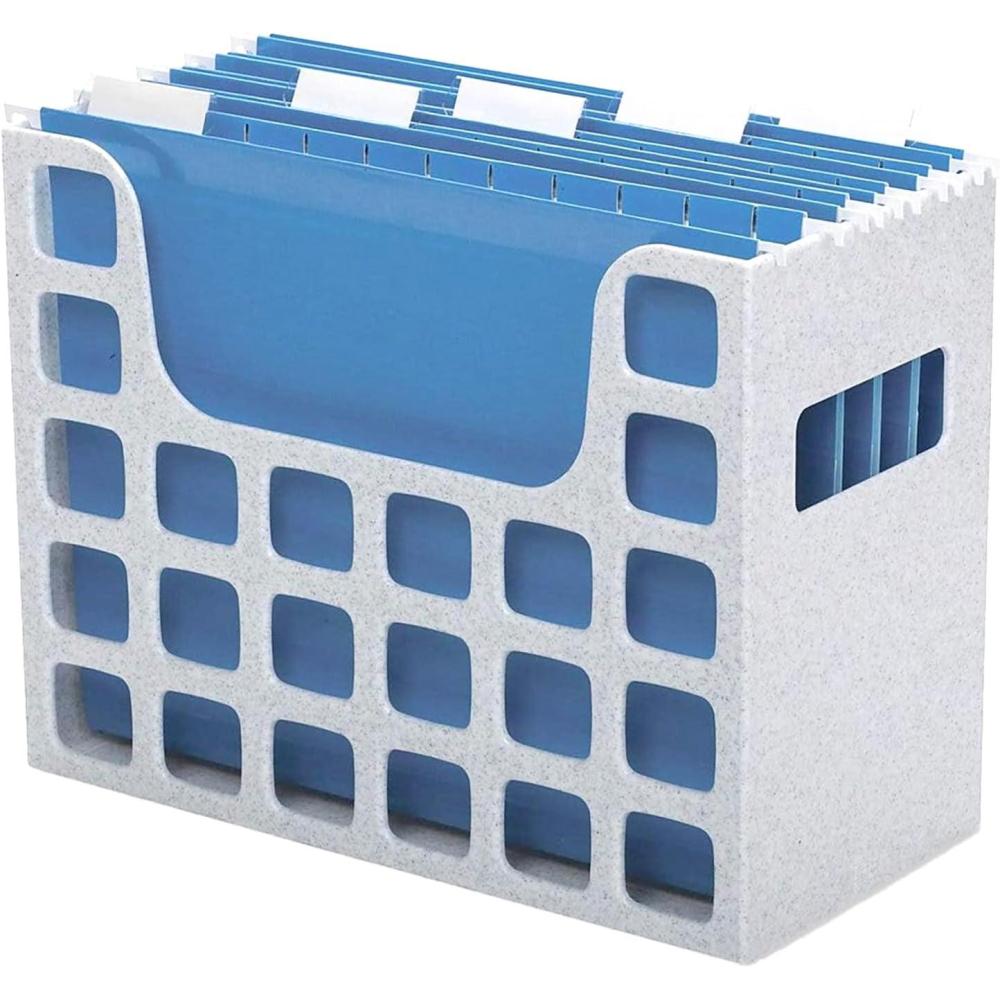 imagePendaflex Desktop File with 5 Blue Letter Size Hanging File Folders  Portable File Organizer wTabs ampamp Inserts  12 14 x 6 x 9 12 Granite Finish Plastic File Box  Fits Desktop and Drawers  1 UnitGranite
