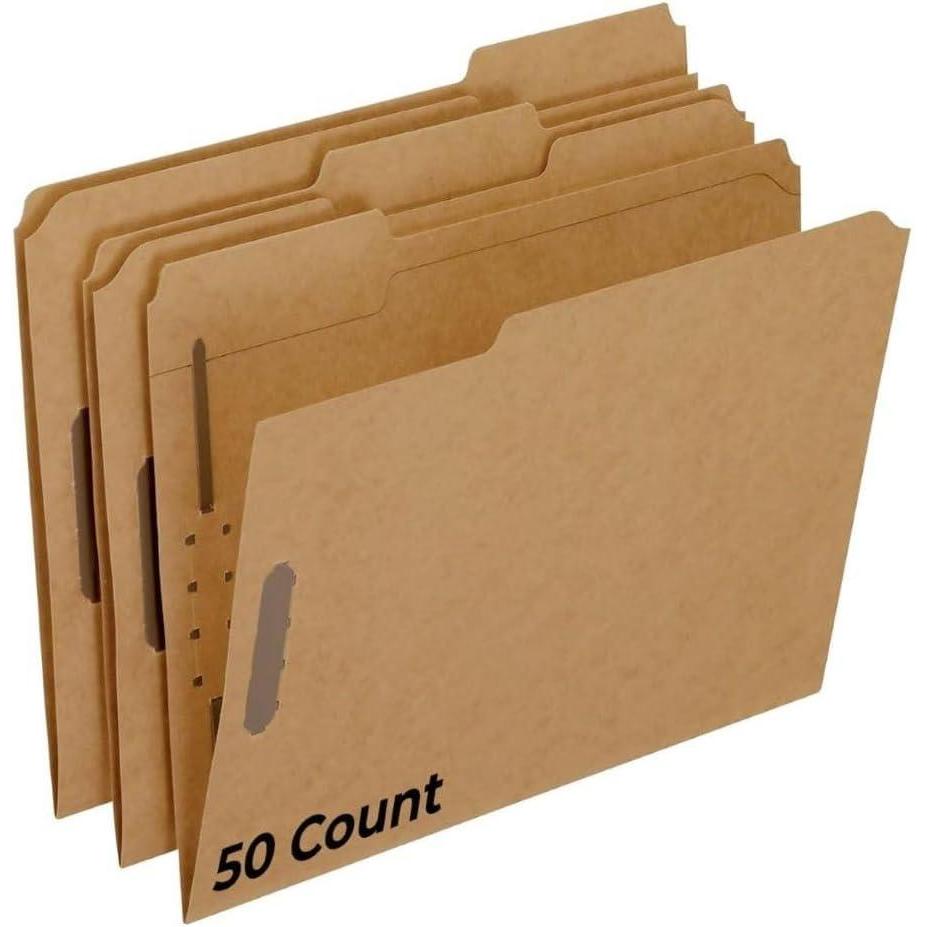 imagePendaflex Fastener File Folders  2 Prong File Folder Fasteners for Secure Paper Storage  Manila Folders with 13 Cut Tabs  Ideal for Office Home ampamp School Use  Brown Color  50 Folders Pack of 1Letter