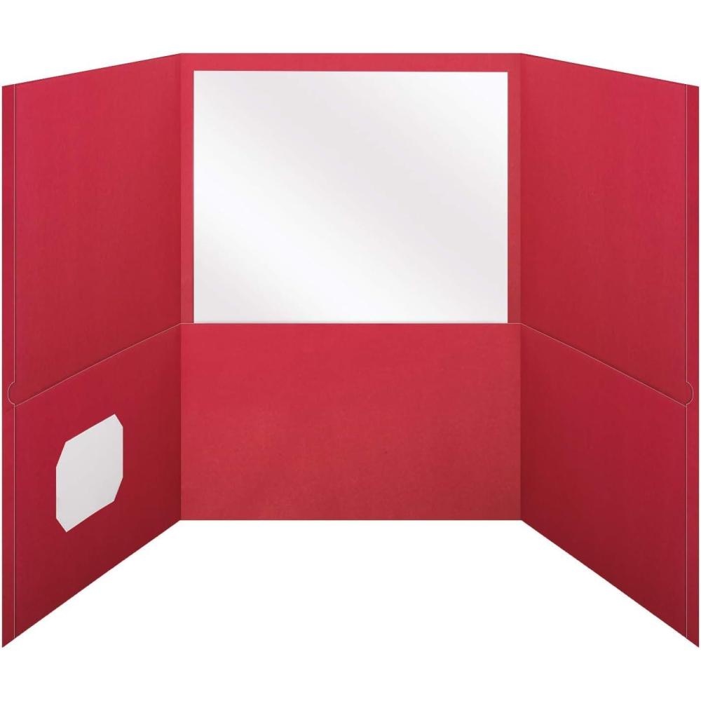 imagePendaflex Oxford TriFold Pocket Folders Letter Size Red Interior Business Card Holder 20 Per Box 59811 2