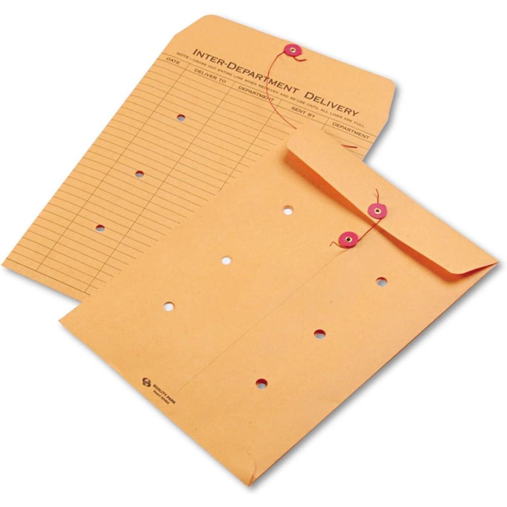imageQuality Park 1Side Print InterDepartment Envelopes StringTie Brown Kraft 9 x 12 100 per Carton 63462