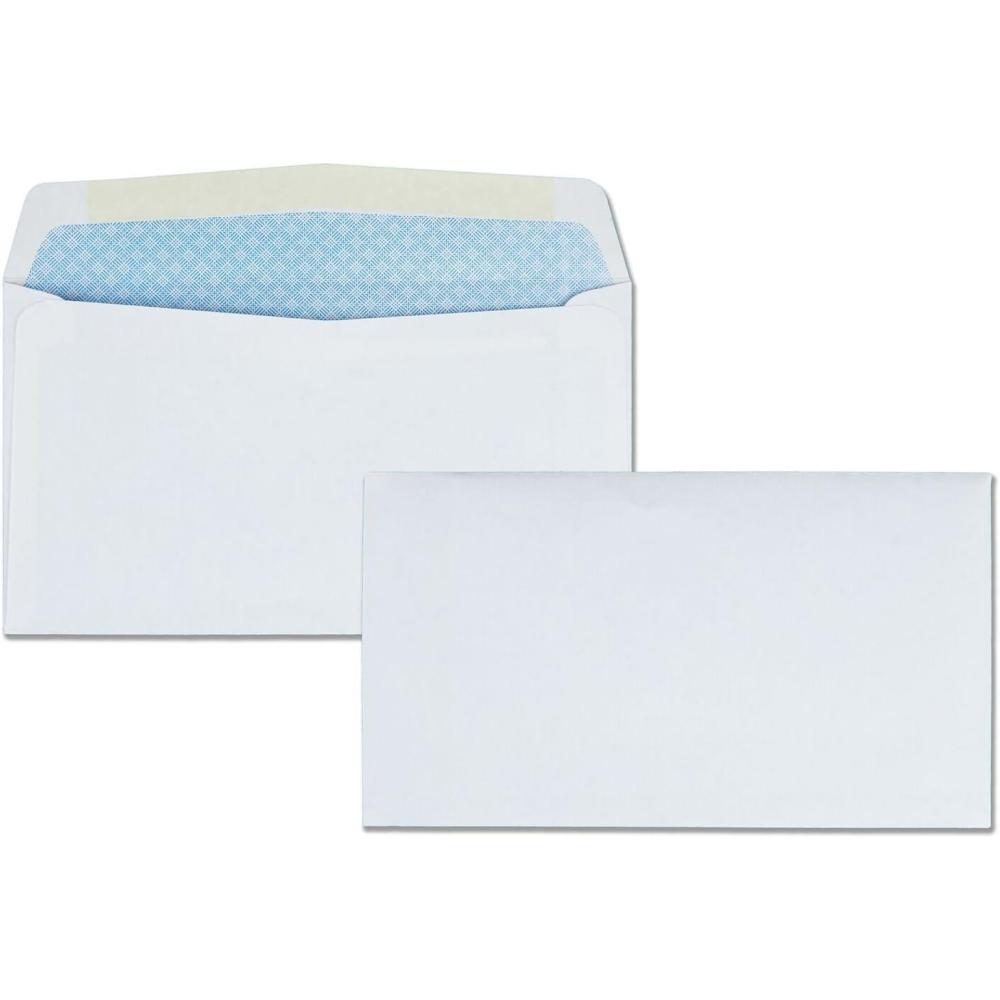 imageQuality Park 634 Security Tinted Envelopes Gummed Closure for Self Addressed and Business Reply 24 lb White Wove 358 x 612 500Box QUA104121 X Pack of 500