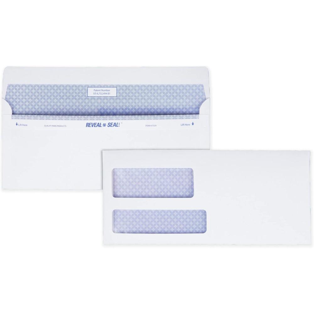 imageQuality Park 9 Security Envelopes Double Window Tamper Evident Self Seal InvoicesQuickBooks Statements 378quot x 878quot 24 lb White 500Box QUA67529378 x 879