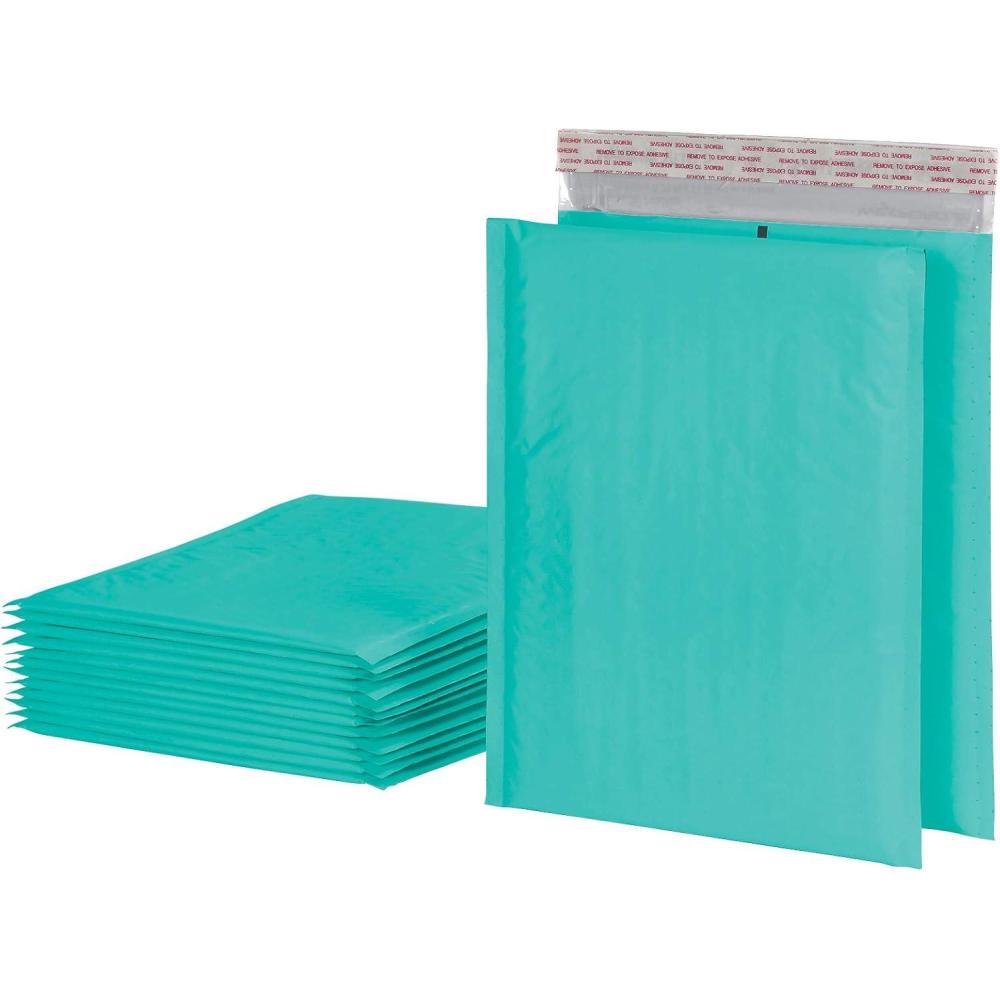 imageQuality Park Bubble Mailers 825 x 11 Shipping Envelopes Water Resistant Pink Poly Padded Envelopes RediStrip Peel Off Closure 25Box QUA85762Teal