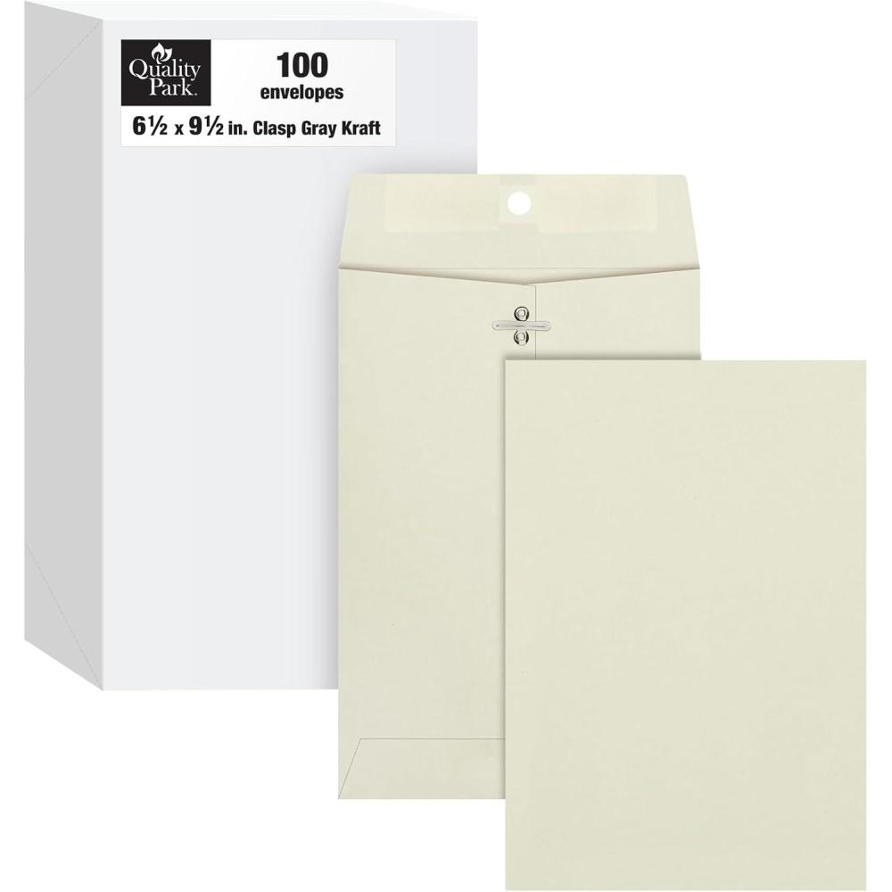 imageQuality Park Clasp Envelopes Gummed Executive Gray 10x13 100 per box 3859765 x 95 Inches