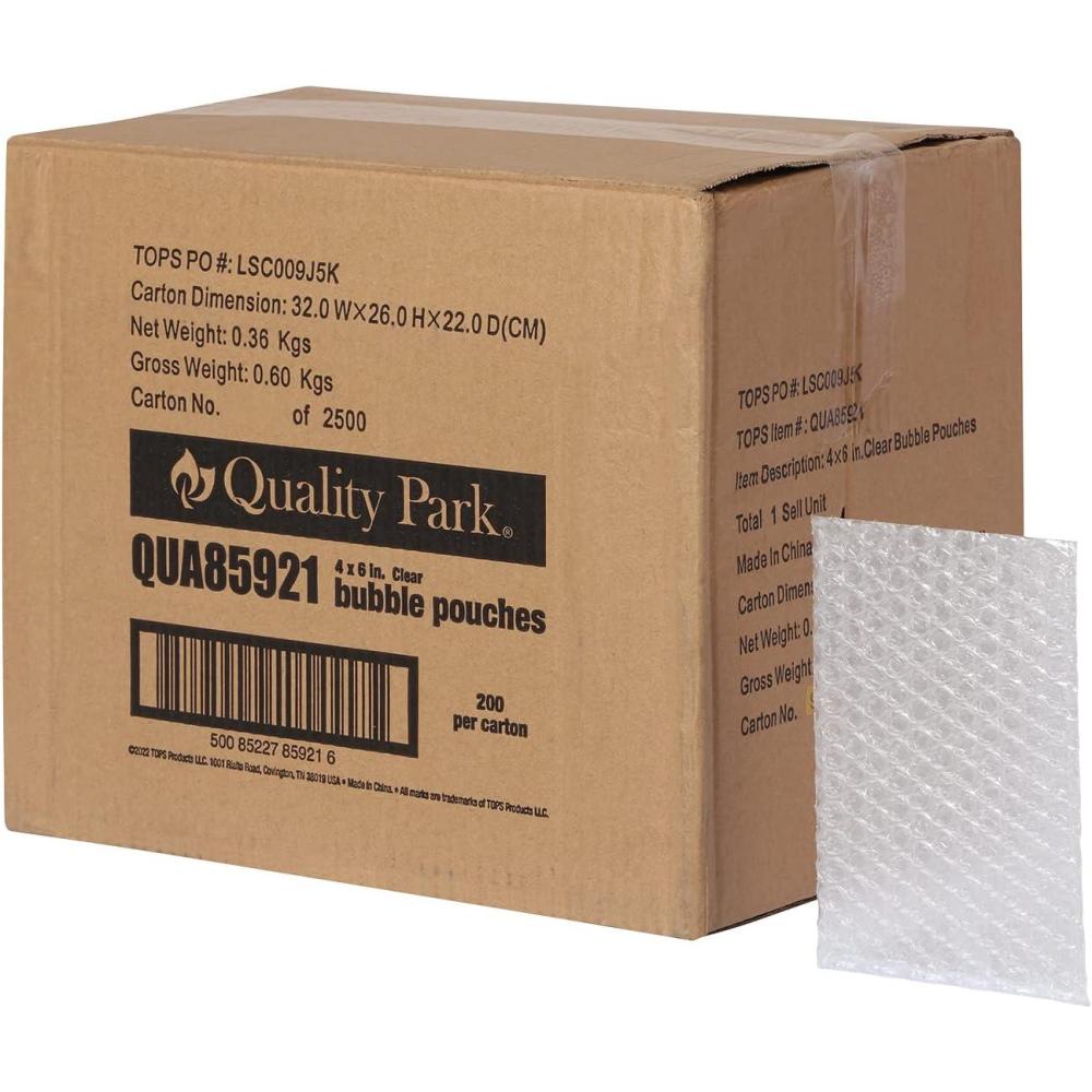 imageQuality Park Clear Bubble Pouches Cushioned Packing and Shipping Bags Great for Storage or Mailing Reusable 4quotx 6quot 200box QUA85921
