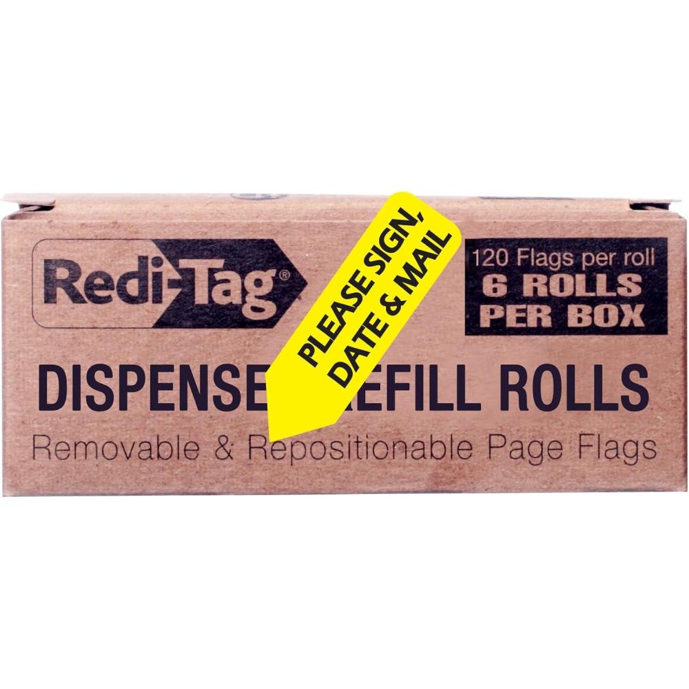 imageRediTag Please Sign Date and Mail Printed Arrow Flags 6 Roll Refill 120 Flags per Roll 178 x 916 Inches Yellow 91041Yellow