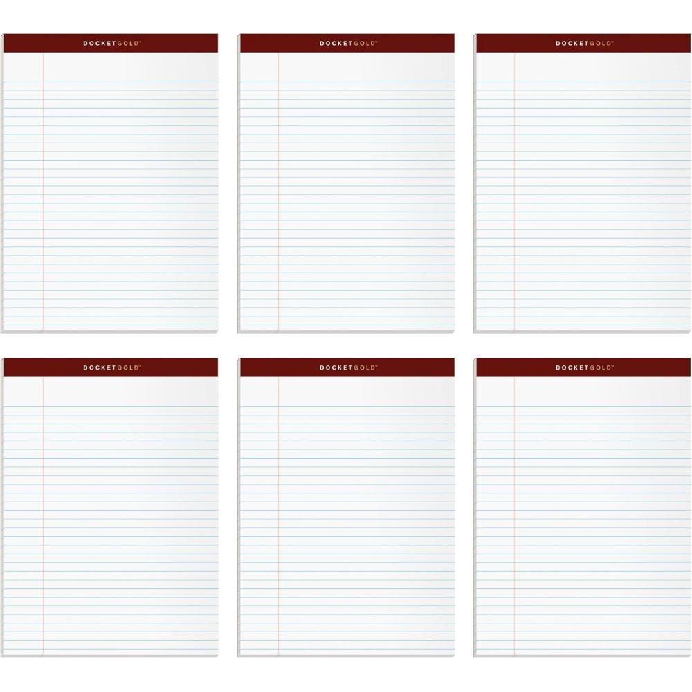 imageTOPS 85 x 11 Legal Pads 6 Pack Premium Docket Gold Brand Wide Ruled Thick White Paper Sturdy Back 50 Sheets Made in USA 99709