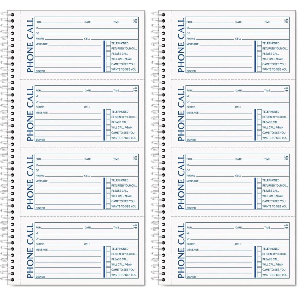 imageTOPS Phone Message Forms Book Carbonless Duplicate 275 x 5 Inches 400 Sets per Book 40031 Count Pack of 2