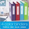 Cardinal 3 Ring Binders, Binders for School and Office, Durable 2 Inch Binder with Round Rings, Holds 475-Sheets, ClearVue Covers, Non-Stick, PVC-Free, Assorted Colors, 4 Pack (29311)(3 Ring Binders)