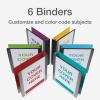 Cardinal Two Tone 3 Ring Binders, Binders for School and Office, Black/Rainbow, Durable 1.5 inch Round Rings, Holds 350 Sheets, Presentation Cover, Clear Pockets, Non-Stick, 6 Pack (1000834)