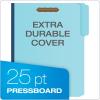 Globe Weis Pendaflex Pressboard Fastener Folders, Letter Size, Light Blue, 1″ Expansion, 1/3 Cut, 25/BX (615F21-3BLU)(Letter (Pack of 4))