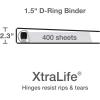 Oxford 3 Ring Binders, 1.5 inch ONE-Touch Easy Open D Rings, Durable Binders for School and Office, ClearVue, Xtralife Hinge, Non-Stick, PVC-Free, Assorted Colors, Holds 375 Sheets, 4 PK (79908)(1.5 Inch)