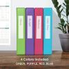 Oxford 3 Ring Binders, 1.5 inch ONE-Touch Easy Open D Rings, Durable Binders for School and Office, ClearVue, Xtralife Hinge, Non-Stick, PVC-Free, Assorted Colors, Holds 375 Sheets, 4 PK (79908)(1.5 Inch)