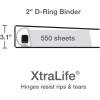 Oxford 3 Ring Binders, 2 Inch ONE-Touch Easy Open D Rings, 3-Sided View Binder Covers, Xtralife Hinge, Non-Stick, PVC-Free, Assorted Colors, 530-Sheet Capacity, 4 Pack (79912)
