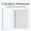 Oxford 3 Subject Spiral Notebook, Notebooks for School, Plastic Covers, Back to School Supplies, College Ruled, 150 Sheets, 2 Pack, Black and Blue (1009293)