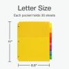 Oxford Plastic 2 Pocket Binder Dividers, 8 Tab 1/8 Cut Tab Dividers, Large Multicolor Binder Tabs, Letter Size, 24 Sets of 8 Dividers (89613)