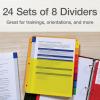 Oxford Plastic 2 Pocket Binder Dividers, 8 Tab 1/8 Cut Tab Dividers, Large Multicolor Binder Tabs, Letter Size, 24 Sets of 8 Dividers (89613)