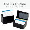 Oxford Plastic Index Card Box, 5 x 8 Inches, 500 Card Capacity, Black (01581)(5 x 8)