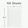 Oxford Reinforced Filler Paper, 8 x 10.5 Inch, Wide Rule, 3 Hole Punched, Lined Loose Leaf Paper for Ring Binders, 100 Sheets, White (1002098)