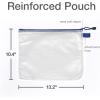 Oxford Reinforced Zip Pouches, 10 Pack, 13-3/16″ x 10-7/16″, Translucent Poly Bag, White Mesh Lining, Red, Yellow, Green, Purple, Blue Zippers (77707)