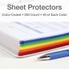 Oxford Sheet Protectors, Color Coded, Top Loading Sleeves, Page Protectors, 200/BX, Letter Size, Fits 3 Ring Binder, 5 Color Coded Edges, Clear Finish, Portrait Or Landscape Pages (89653)
