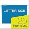 Pendaflex Extra Capacity Hanging File Folders, Letter Size, Reinforced, 2 Inch Expansion, Assorted Colors, 25 Per Box (4152X2 ASST)(Blue)