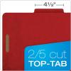 Pendaflex Pressboard Classification File Folders, 3 Dividers, 2″ Embedded Fasteners, 2/5 Tab Cut, Letter Size, Bright Red, Box of 10