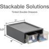 Pendaflex Stackable Drawer, Durable Plastic, Silicon Handles, Tinted Drawers, Double, Gray, 9″ x 7″ x 3.5″, Medium, 1 Piece (41793)(Medium  Double)
